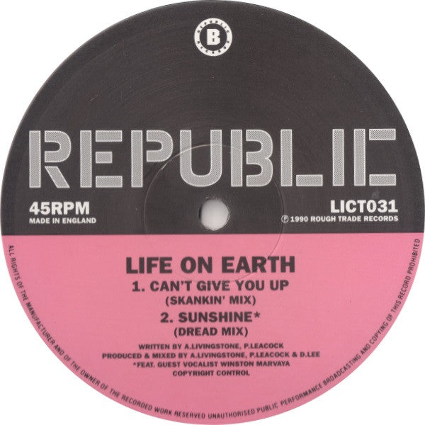 Life On Earth : Can't Give You Up (12", Promo)