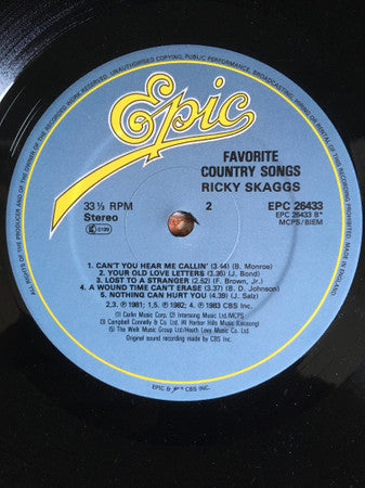 Ricky Skaggs : Favorite Country Songs (LP, Album)