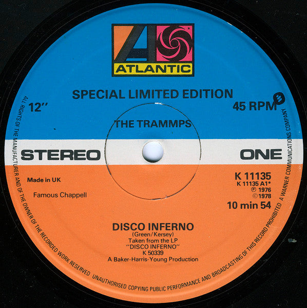 The Trammps : Disco Inferno / That's Where The Happy People Go (12", Ltd)