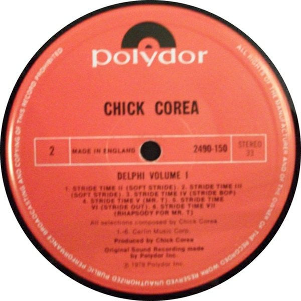 Chick Corea : Delphi 1 Solo Piano Improvisations (LP, Album)