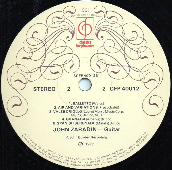 Joaquín Rodrigo ; John Zaradin, Philomusica Of London, Guy Barbier : Concierto De Aranjuez For Guitar And Orchestra (LP)