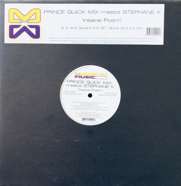 Prince Quick Mix Meets Stephane K : Insane Poem (12")