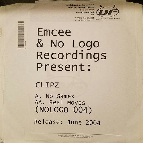 Clipz : No Games / Real Moves (12", W/Lbl)