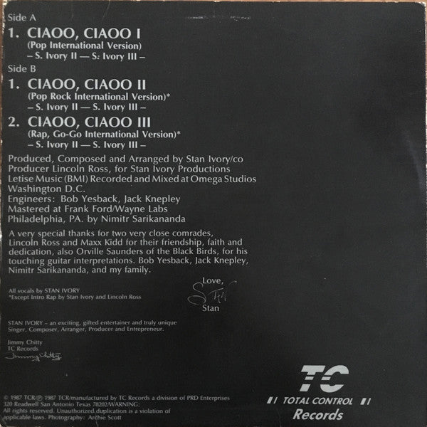 Stan Ivory : Ciaoo, Ciaoo (12")