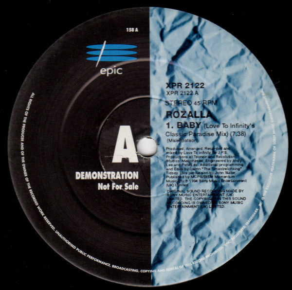 Rozalla : Baby (12", Single, Promo)
