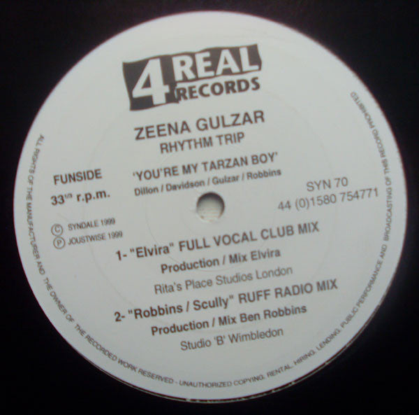 Zeena Gulzar, Rhythm Trip (2) : You're My Tarzan Boy (12")