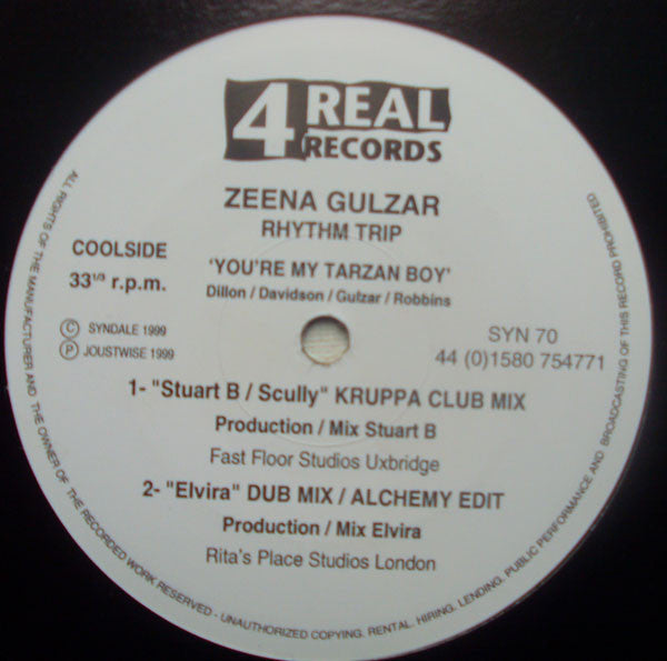 Zeena Gulzar, Rhythm Trip (2) : You're My Tarzan Boy (12")