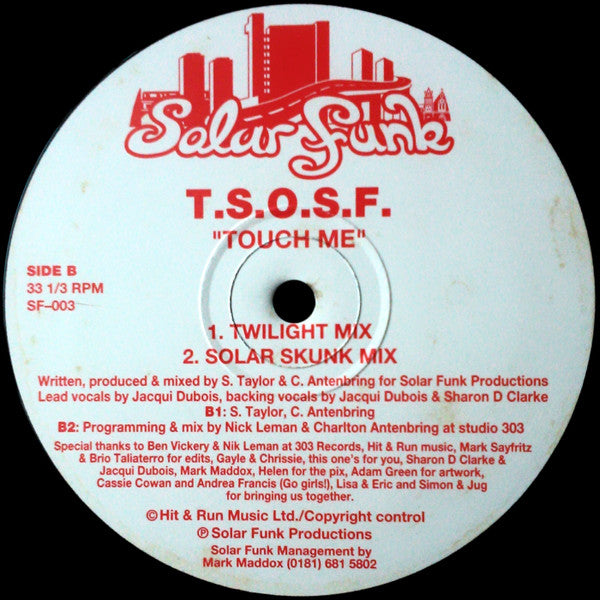 T.S.O.S.F. : Touch Me (12")