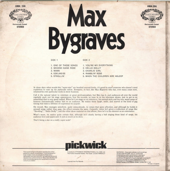 Max Bygraves : Max Bygraves (LP, Comp, RM)