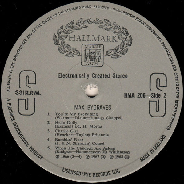 Max Bygraves : Max Bygraves (LP, Comp, RM)