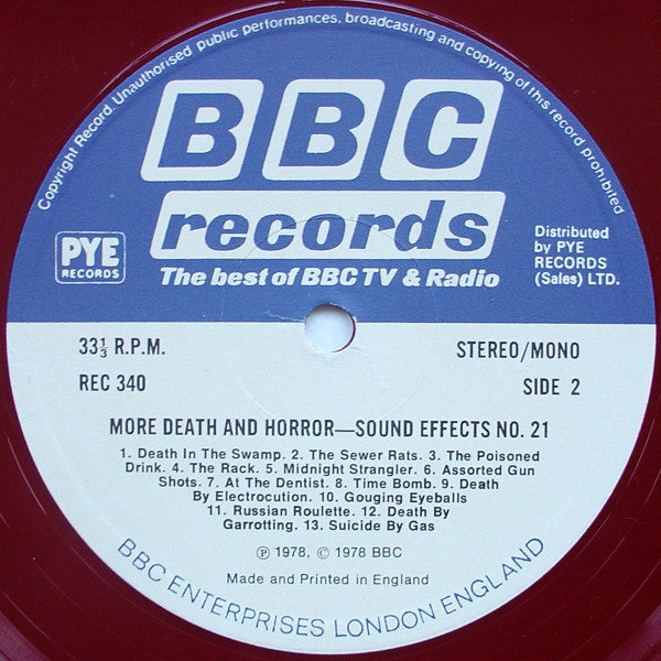 Mike Harding (3) / Peter Harwood : Sound Effects No. 21: More Death And Horror (LP, Album, Mono, Ltd, RP, Red)