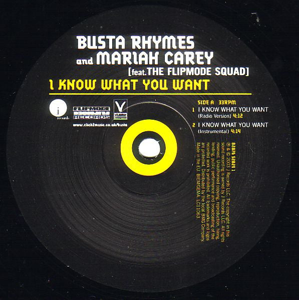 Busta Rhymes And Mariah Carey Feat. The Flipmode Squad* : I Know What You Want (12", Single)