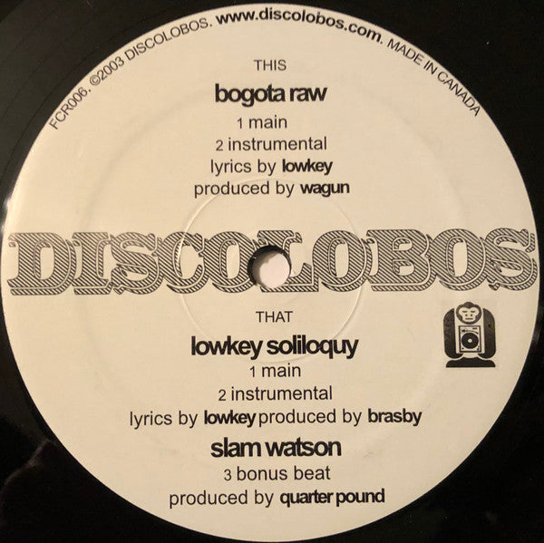 Discolobos : Bogota Raw / Lowkey Soliloquy (12")