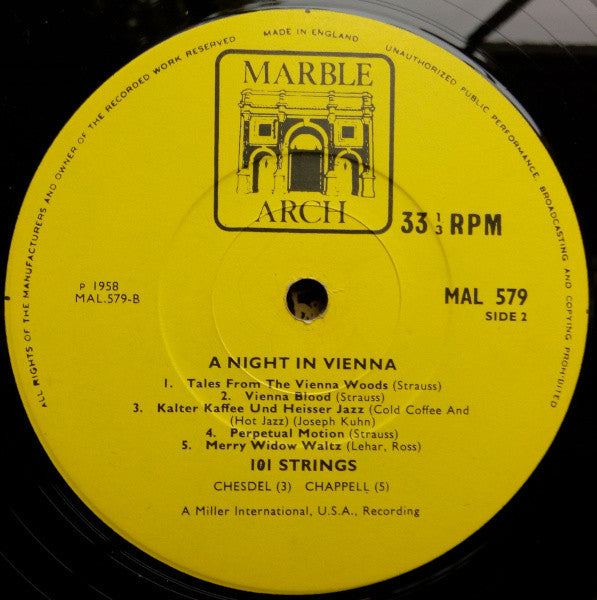 101 Strings : A Night In Vienna (LP, Album, Mono)