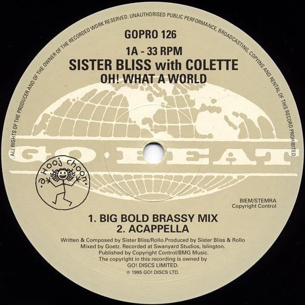 Sister Bliss With Colette (2) : Oh! What A World (2x12", Promo)