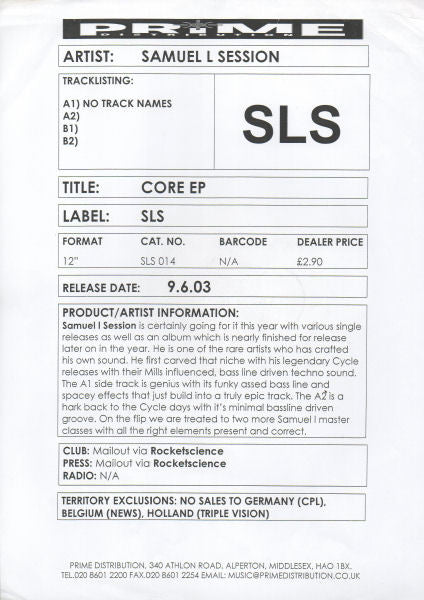 SLS* : Core EP (12", EP, W/Lbl)