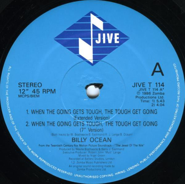 Billy Ocean : When The Going Gets Tough, The Tough Get Going (12", Single)