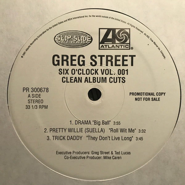 Greg Street : Six O'Clock Vol. 001 Clean Album Cuts (12", Promo)