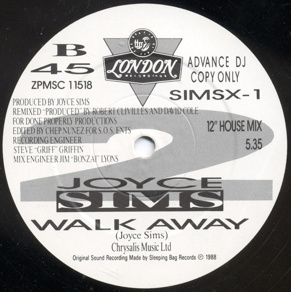 Joyce Sims : Walk Away (The 12" Selection) (2x12", Promo)