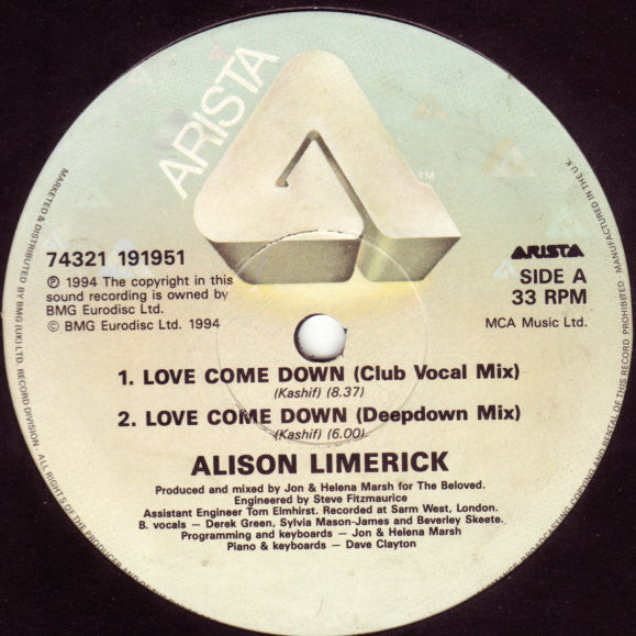 Alison Limerick : Love Come Down (12")