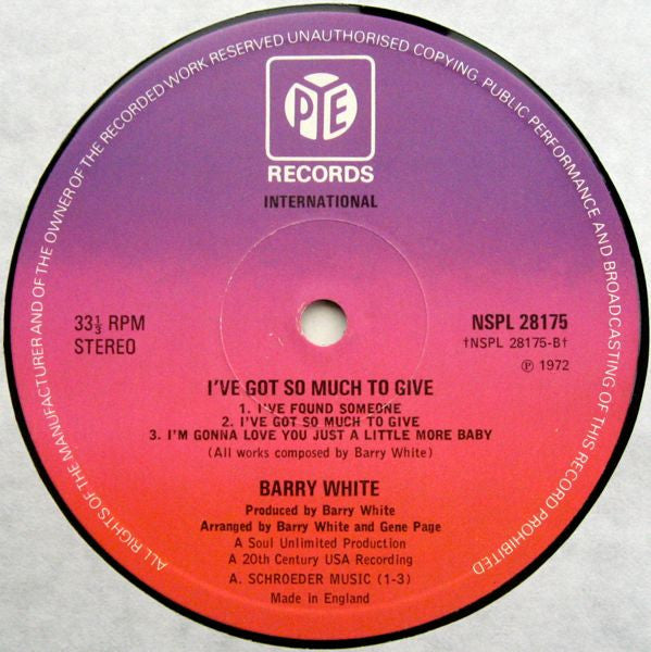 Barry White : I've Got So Much To Give (LP, Album)