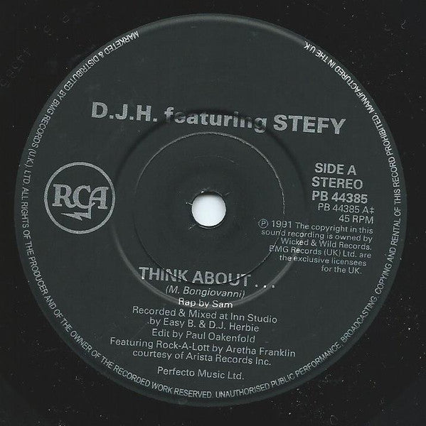 D.J.H. Featuring Stefy* : Think About ... (7")