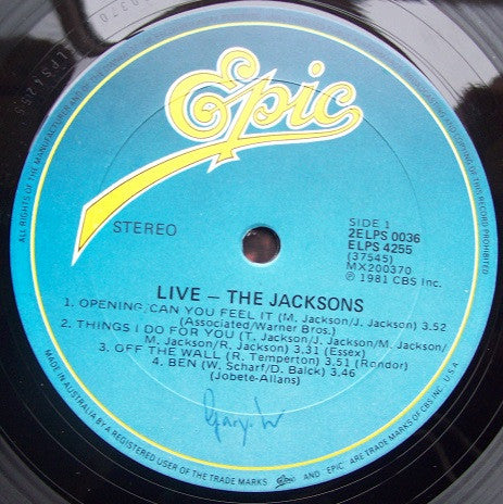 The Jacksons : Live (2xLP, Album)