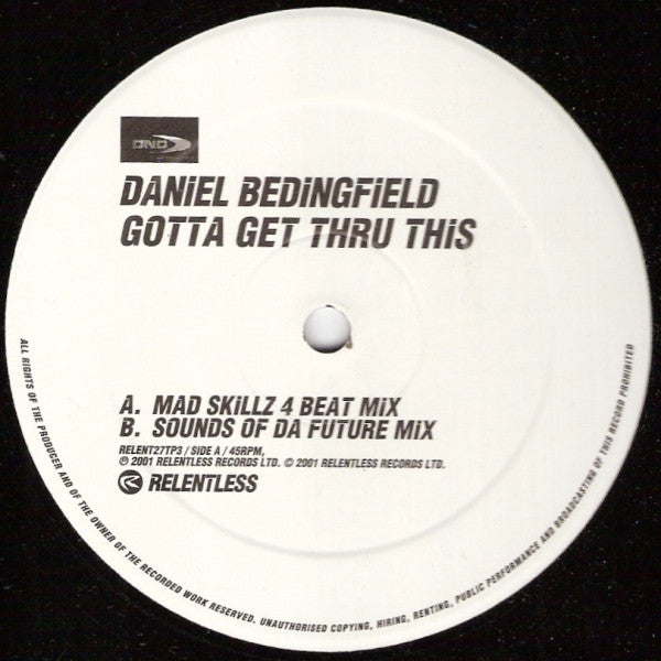 Daniel Bedingfield : Gotta Get Thru This (12", Promo)