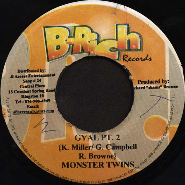 Ricky Rudie / Monster Twins : Bling Dog Mi Name / Gyal Pt. 2 (7")