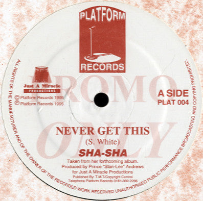 Sha-Sha* : Never Get This (12", Promo)