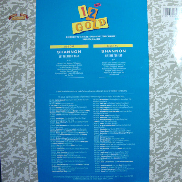 Shannon : Let The Music Play / Give Me Tonight (12", Single)