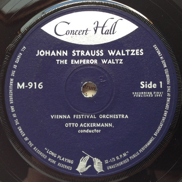 Strauss*, Vienna Festival Orchestra*, Otto Ackermann : Blue Danube And Emperor Waltzes (7")
