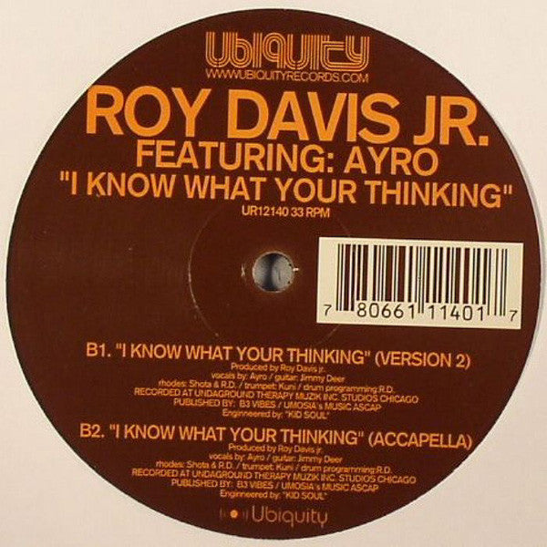 Roy Davis Jr. Featuring: Ayro : I Know What Your Thinking (12")