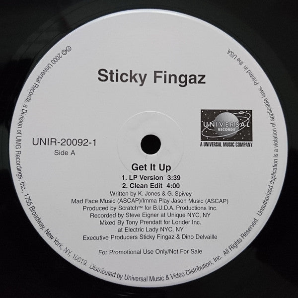 Sticky Fingaz : Get It Up (12", Single, Promo)