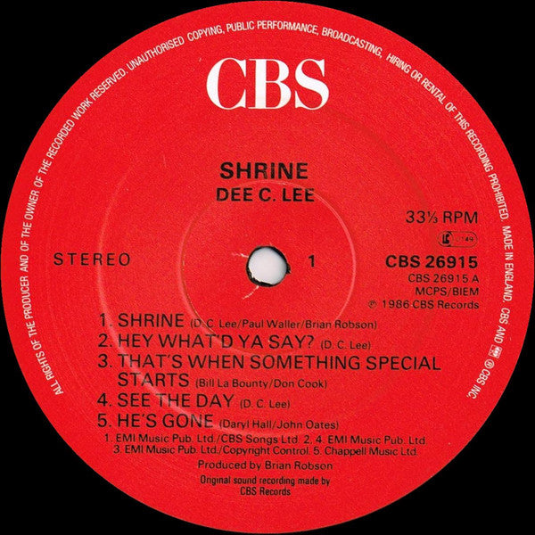 Dee C. Lee : Shrine (LP, Album)