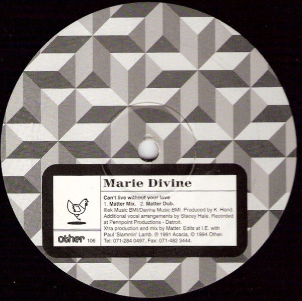 Marie Divine : Can't Live Without Your Love (12", Gre)