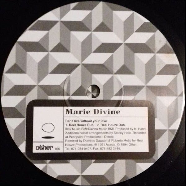 Marie Divine : Can't Live Without Your Love (12", Gre)