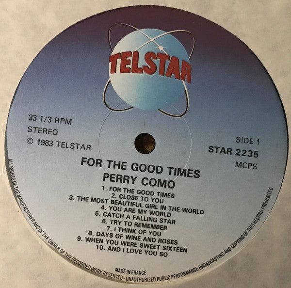 Perry Como : For The Good Times (-20 Greatest Love Songs-) (LP, Album, Comp)