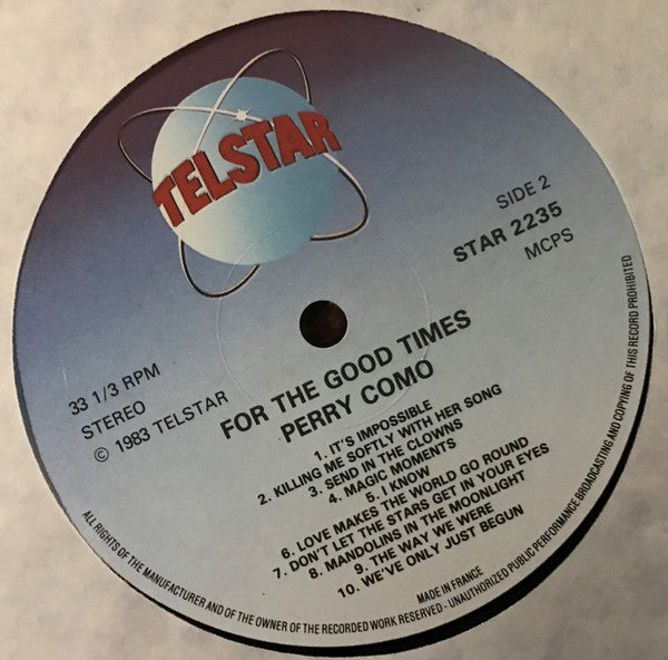 Perry Como : For The Good Times (-20 Greatest Love Songs-) (LP, Album, Comp)