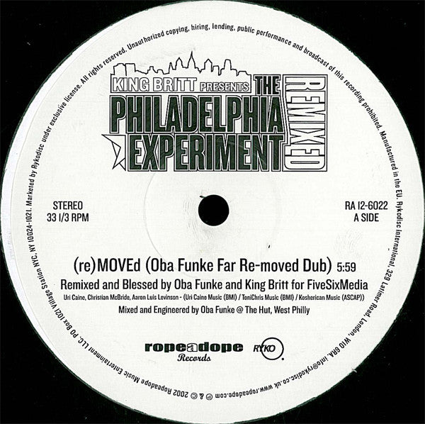 King Britt Presents The Philadelphia Experiment : Remixed (12")
