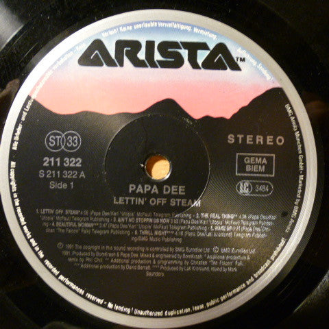 Papa Dee : Lettin' Off Steam (LP, Album)