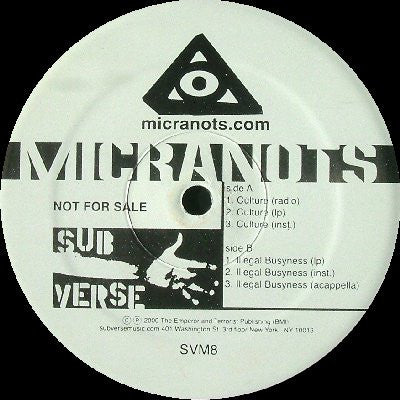 Micranots : Culture / Illegal Busyness (12", Promo)