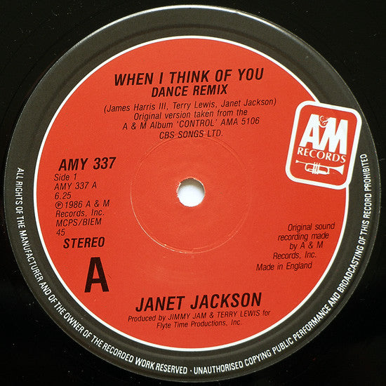 Janet Jackson : When I Think Of You (12", Single)