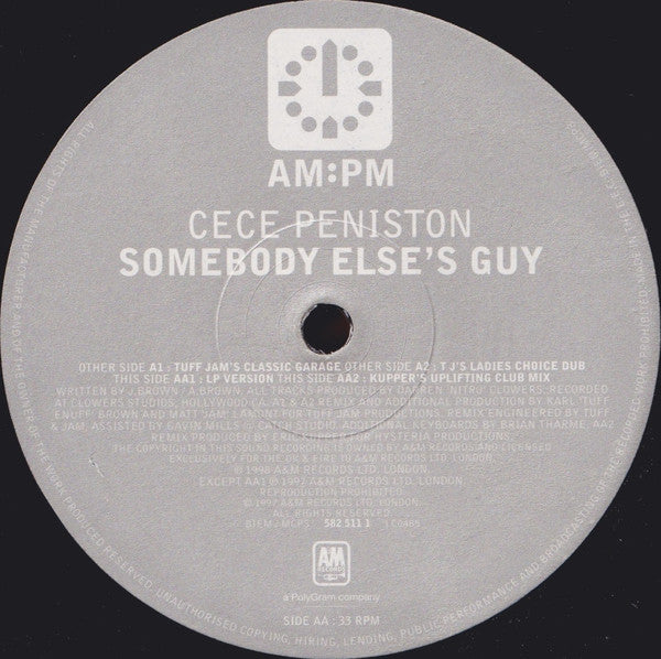 Cece Peniston* : Somebody Else's Guy (Tuff Jam / Eric Kupper Mixes) (12", Single)