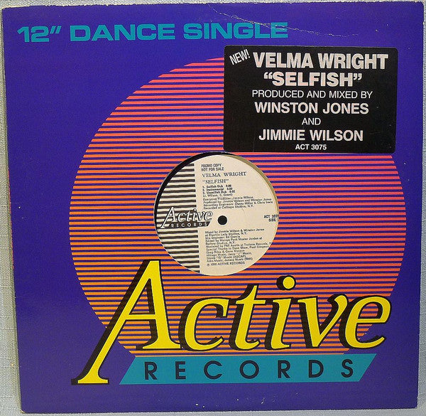 Velma Wright : Selfish (12", Promo)