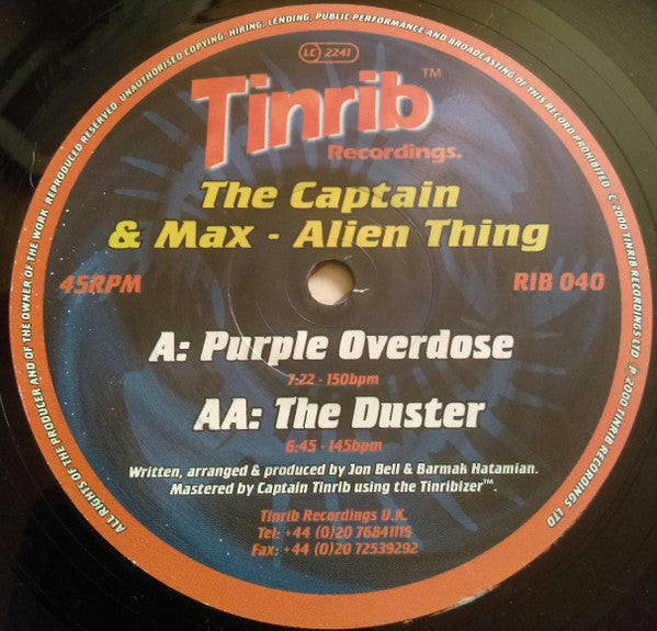 Captain Tinrib & The Alien Thing : Purple Overdose / The Duster (12")