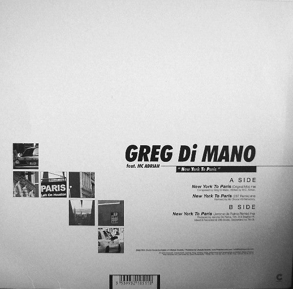 Greg Di Mano : New York To Paris (12")
