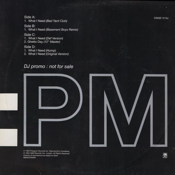Crystal Waters : What I Need (David Morales + Basement Boys Remixes) / Ghetto Day (2x12", Promo)