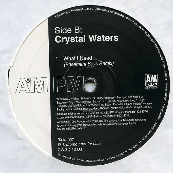 Crystal Waters : What I Need (David Morales + Basement Boys Remixes) / Ghetto Day (2x12", Promo)