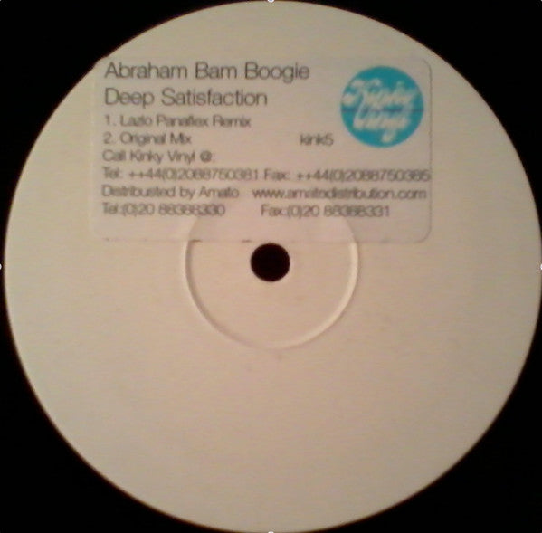 Abraham Bam Boogie : Deep Satisfaction (12", Promo)